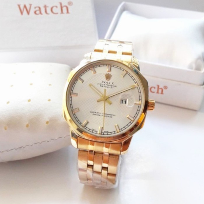 Smartwatch pria rolex rantai tanggal gold stainless Jam tangan pria Keren Kekinian Anti Air Jm Tanga