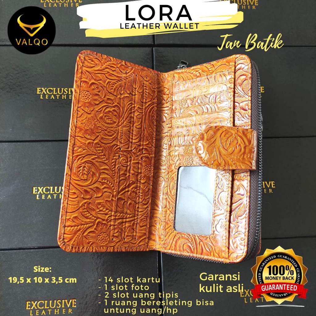 [VALQO] LORA Dompet Wanita Kulit Sapi Bisa untuk Dompet HP 6,7 inch