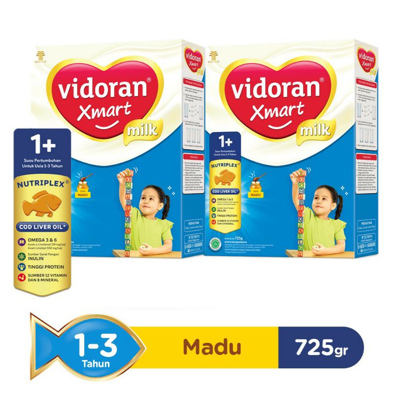 Vidoran Xmart 1+ Susu Formula 2X725gr (1450gr)