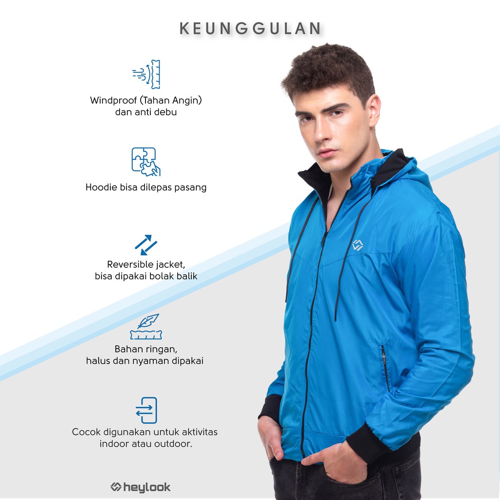 Jaket Parasut Pria Bolak Balik Jaket Kenji Motor Pria Hodie Bisa Dilepas Hitam Navy Maroon Tosca Gold Size L XL XXL Jumbo Big SIze Original HEYLOOK