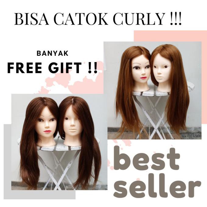 Kepala Patung Rambut Asli Manekin Rambut Hairdo Untuk Sanggul - Gold Nomakeup