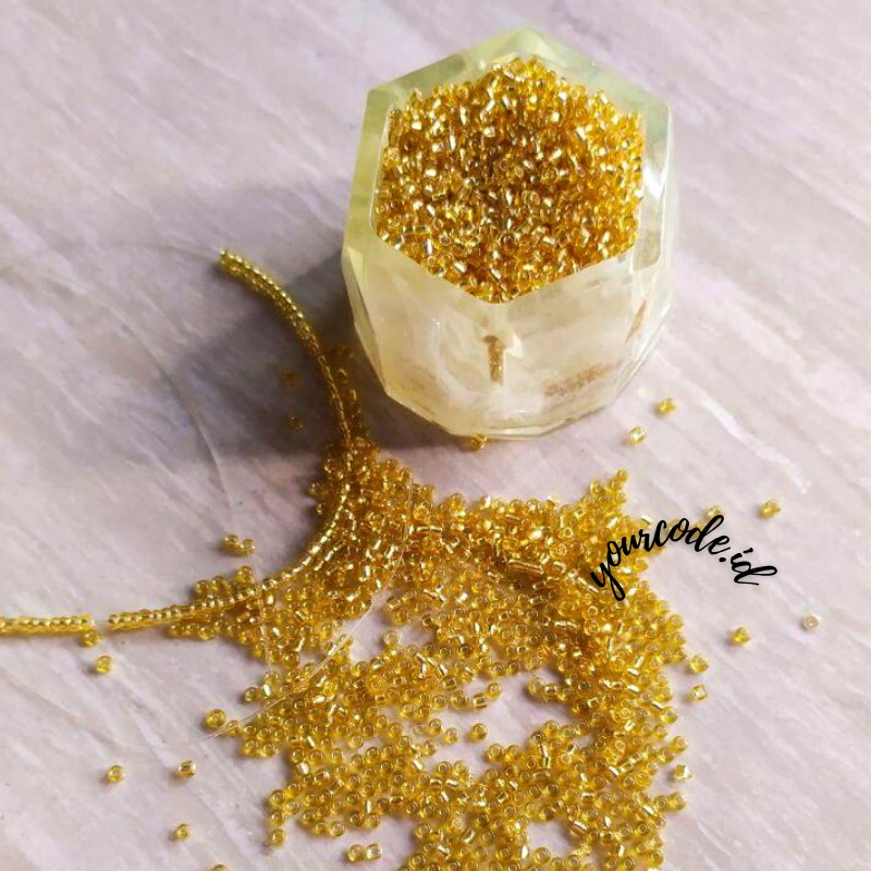 MOTE PASIR MANIK MANIK BAHAN DIY CRAFT STRAP MASK KALUNG GELANG CINCIN WARNA EMAS 10 GRAM