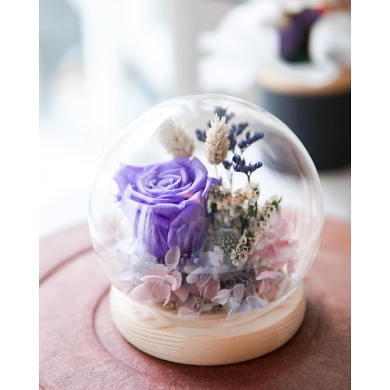 glass dome dried flowers