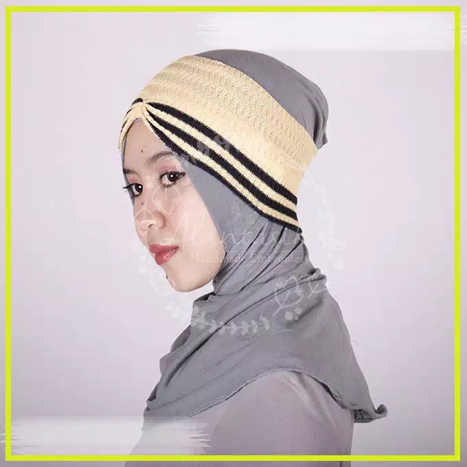 bandana rajut kerut garis/ iner rajut r 11