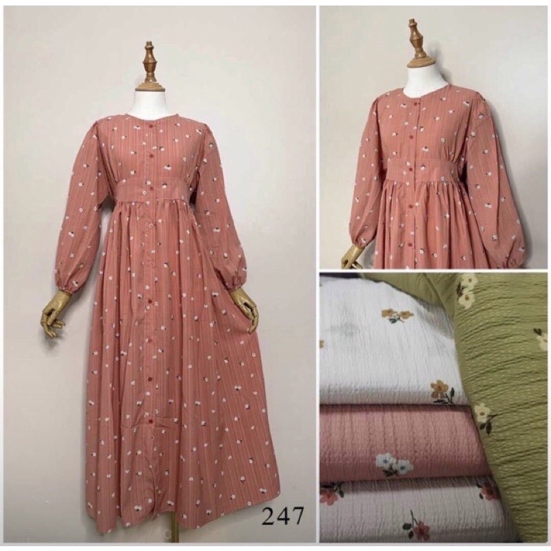 [SALE] GAMIS LESTY CRINKLE MOTIF BUNGA BY JADORE / Gamis Dress  Maxi Flower J’Adore Lesti Leslar Gam