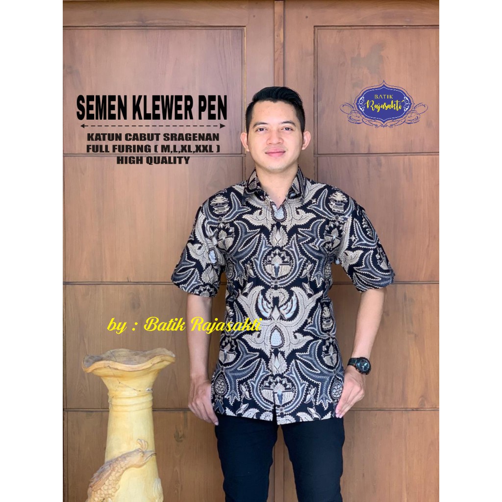 SEMEN KLEWER PEN Kemeja Batik Pria Lengan Pendek Katun Halus FULL FURING Rajasakti