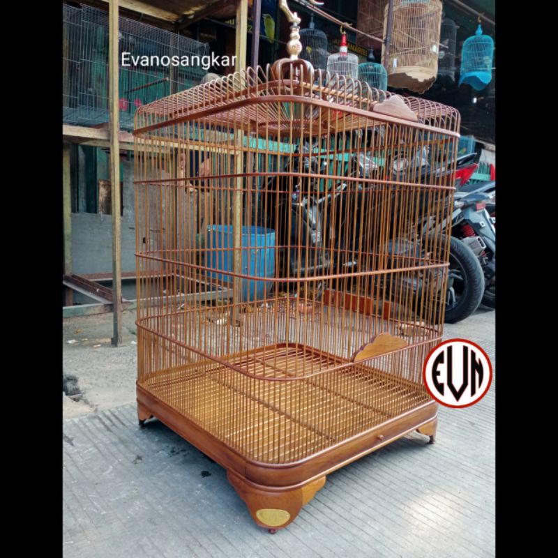 KANDANG BURUNG POKSAY,CUCOKROWO,JALAKBALI (MODEL OVAL KAYU JATI UKURAN 60CM)