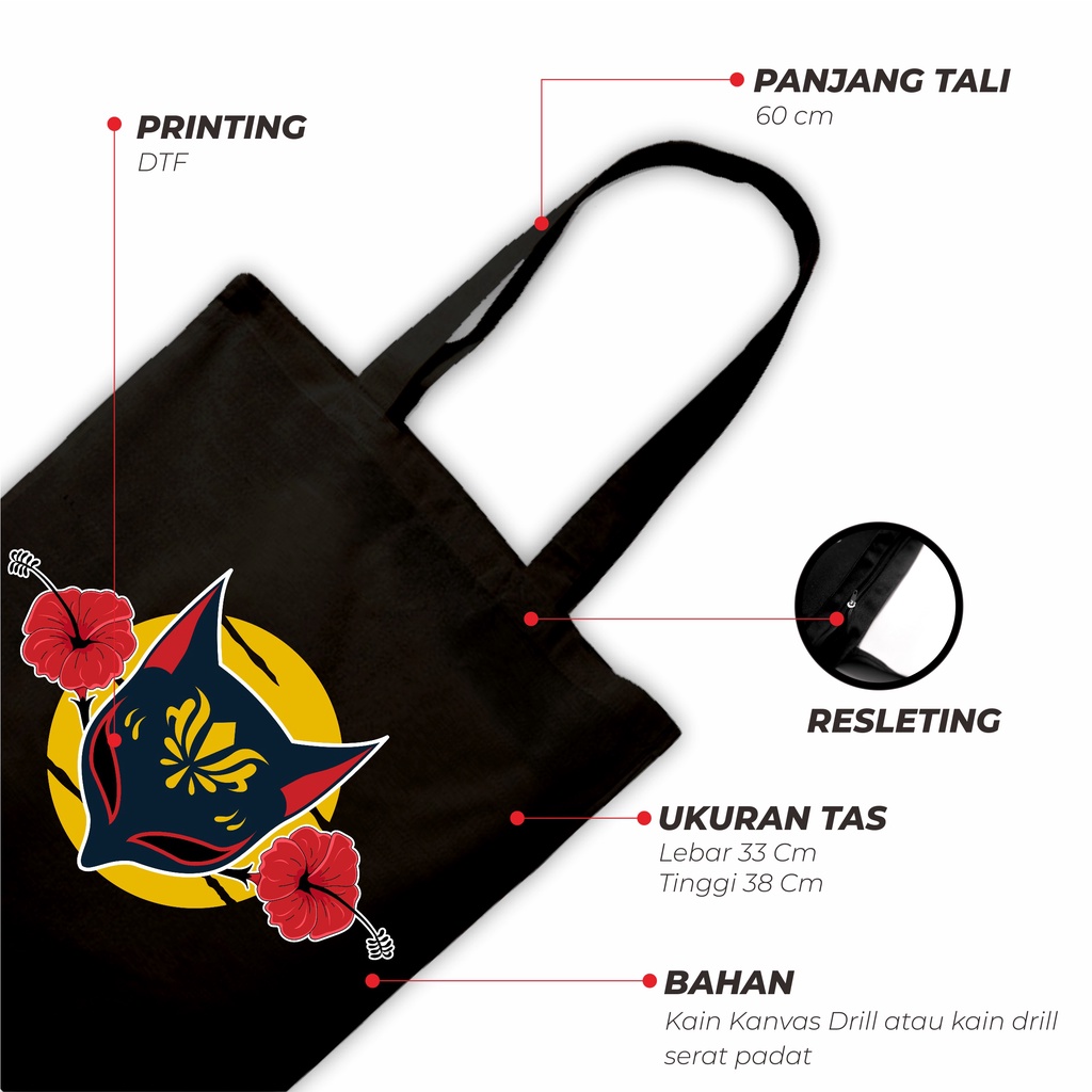 Sevine Totebag Tas Wanita Tote Bag Resleting Japanese Series Black Hitam - NPN8