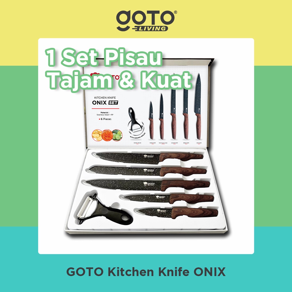 Goto Onix Kitchen Knife Pisau Dapur Tajam Set Stainless Anti Karat 6 Pcs