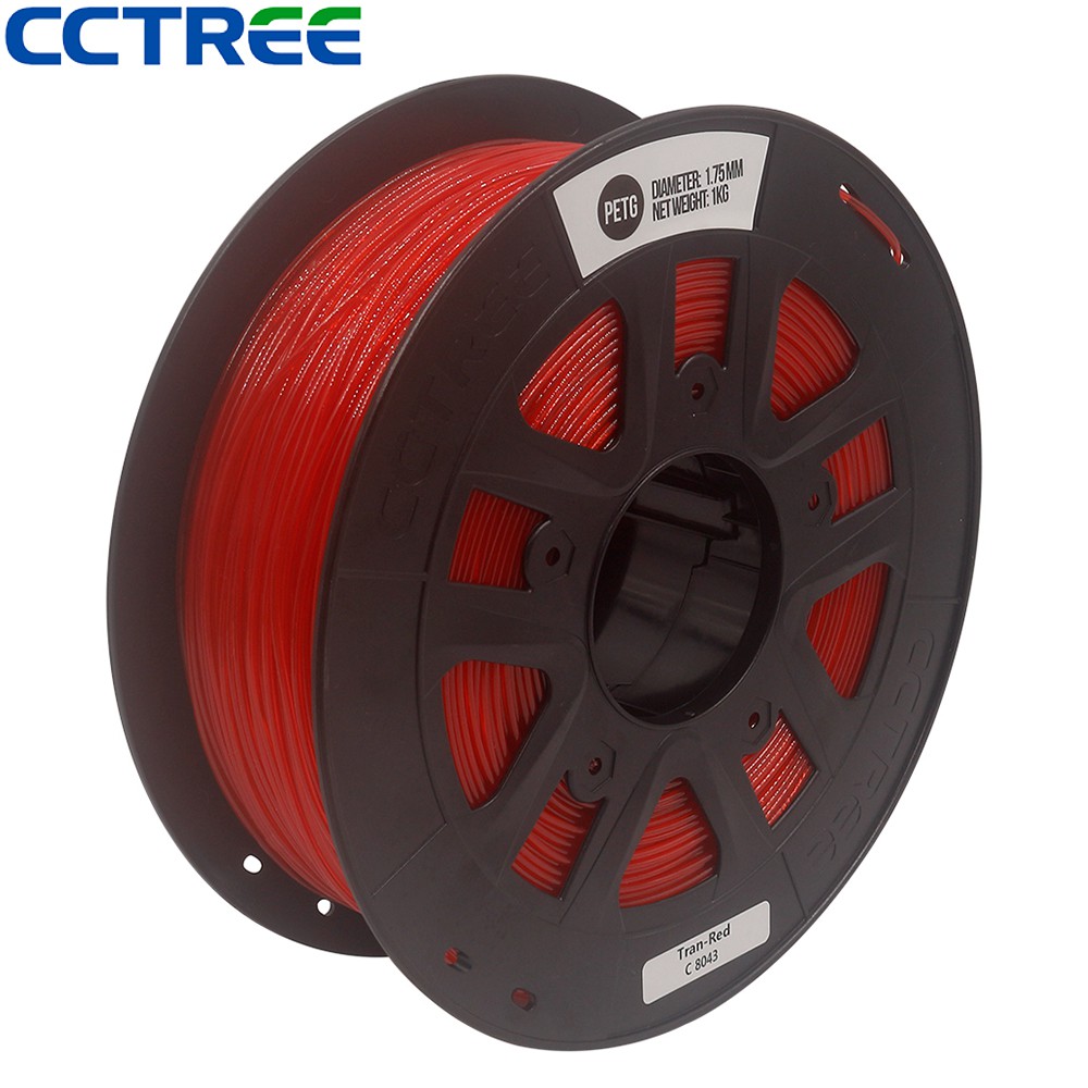 PETG CCTREE 3D PRINTER 1.75mm 1KG Filamen Filament Kualitas TRANSPARAN RED