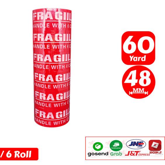 

◘ Lakban Fragile Merah KSATRIA Tape 60 Yard (1 Slop) ➣