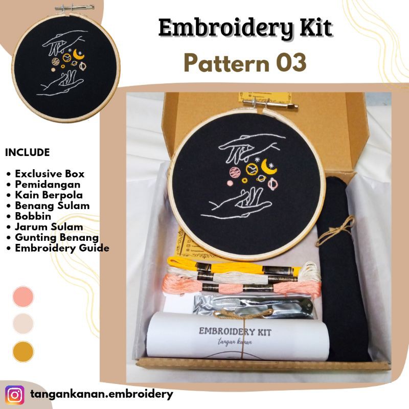 Pattern Embroidery kaktus &amp; Black Galaxy -  Kain Berpola Saja