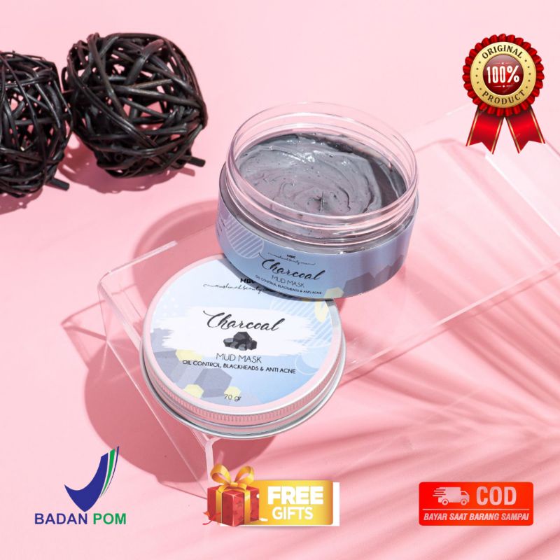 MUD MASK CHARCOAL MBC ll MASKER LUMPUR ll DISTRIBUTOR RESMI ll FREE GIFT