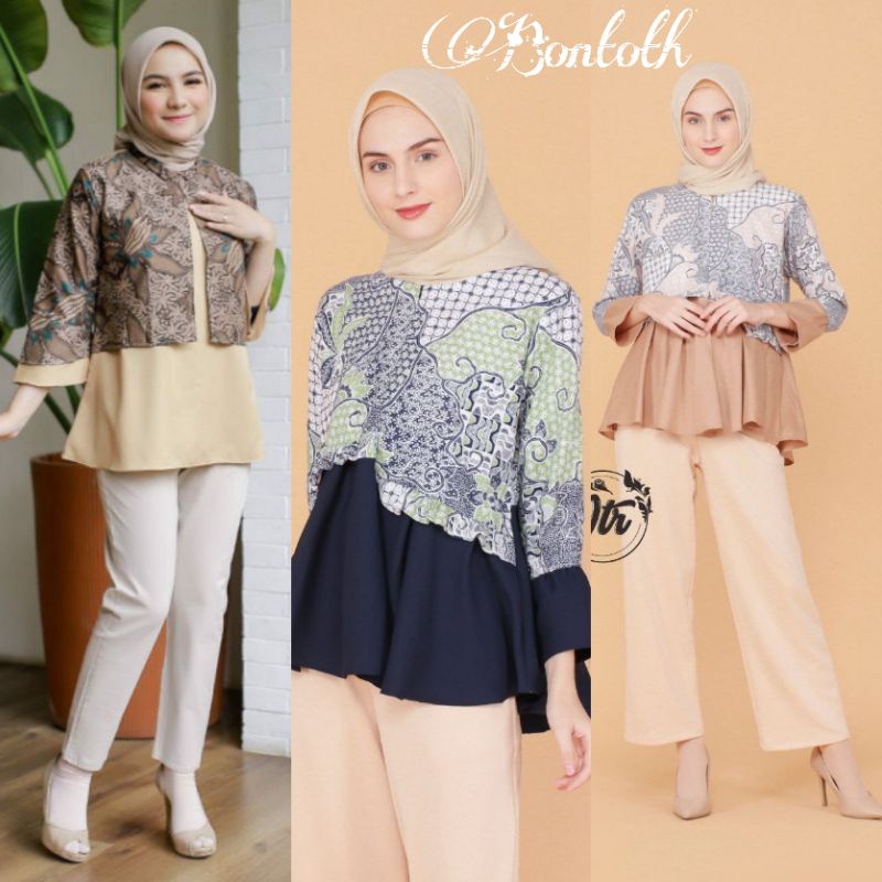 [cod] Tey-17 Batik Wanita Asj Sa Hrb026 Kenogo Kemeja Tosca Pendek