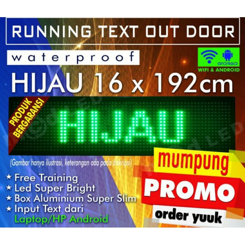 running text led 200 cm android wifi runing teks digital 2 meter waterproof