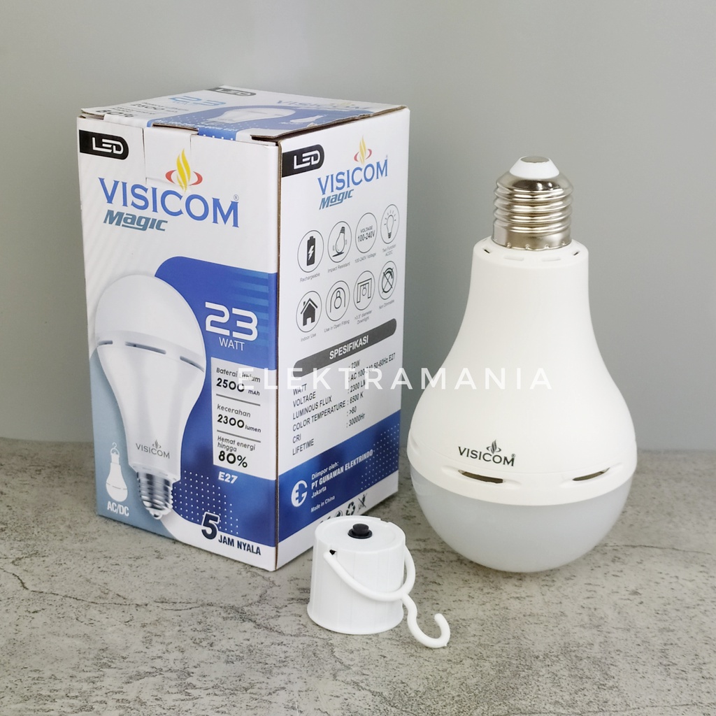 Bola Lampu / Bohlam / Bulb LED Magic Rechargeable Lamp Visicom 23-Watt