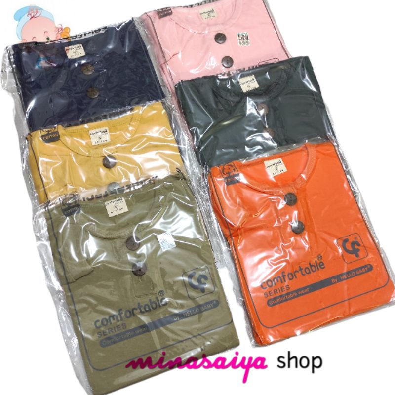 COMFORTABLE Setelan Bayi Lengan Panjang / Piyama Bayi Polos Warna Uk. S - XL