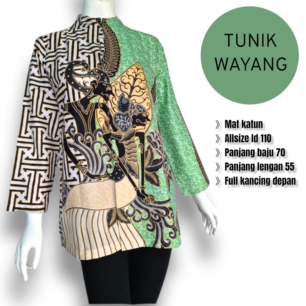 Blus wayang batik solo atasan kerja blus wanita blus kerja