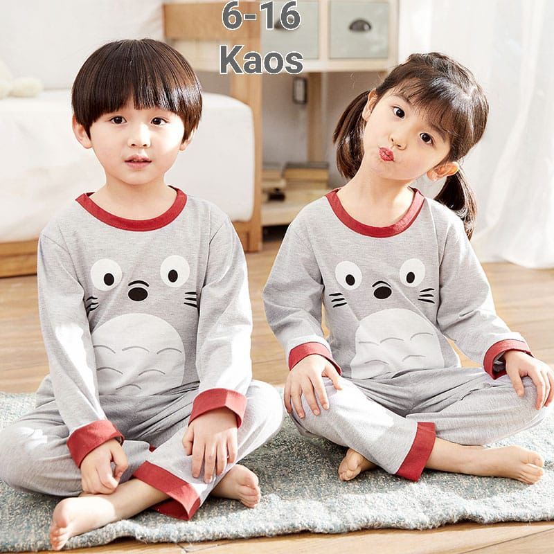 BAJU TIDUR ANAK SETELAN PIYAMA BAYI SET LENGAN PANJANG KAOS KATUN C18-A1,B1