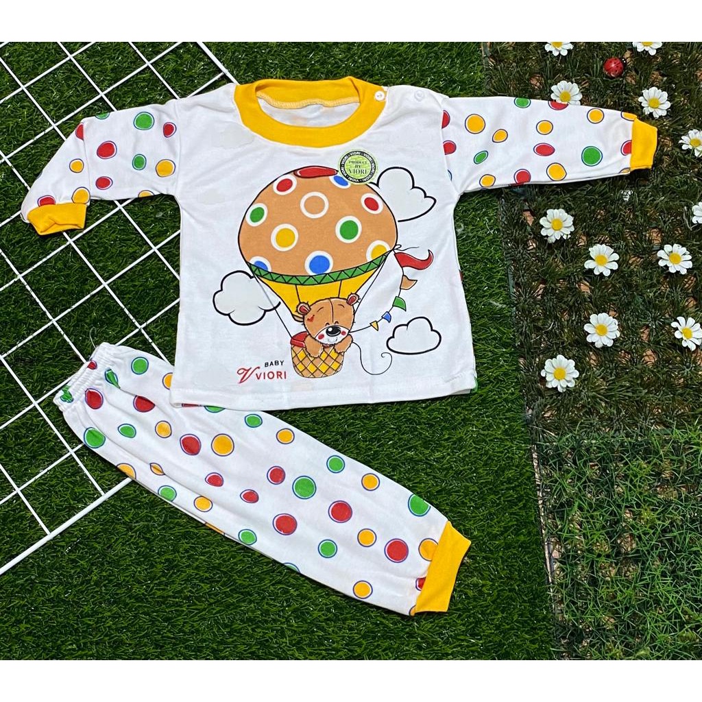 baju bayi setelan dasar putih cotton double balon 3-18 bulan