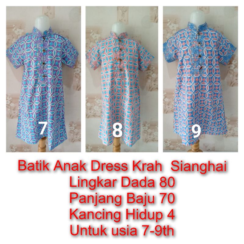 Batik Anak Dress Pita usia 7-9th