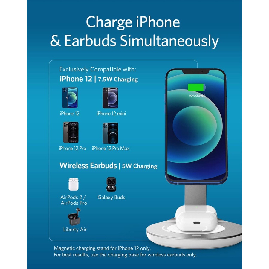 Wireless Charger Anker PowerWave Magnetic 2-in-1 Stand - A2561