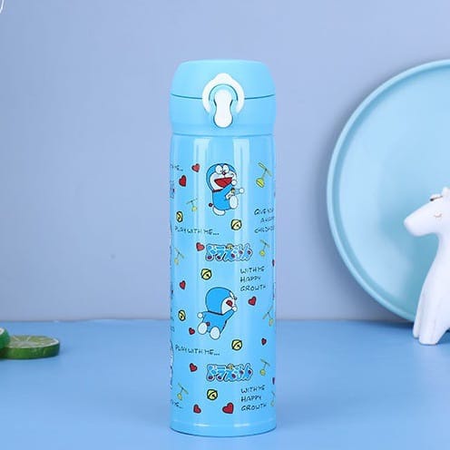 Termos Tumbler Tutup Kancing 450 ml Botol Air Minum Tahan Panas Dingin Karakter Hello Kitty Doraemon