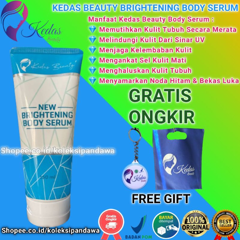 KEDAS BEAUTY SEPAKET BODY SCRUB KEDAS BEAUTY BODY SERUM SABUN PEMUTIH BADAN DAN WAJAH KEDAS BEUTY-Serum + Gift