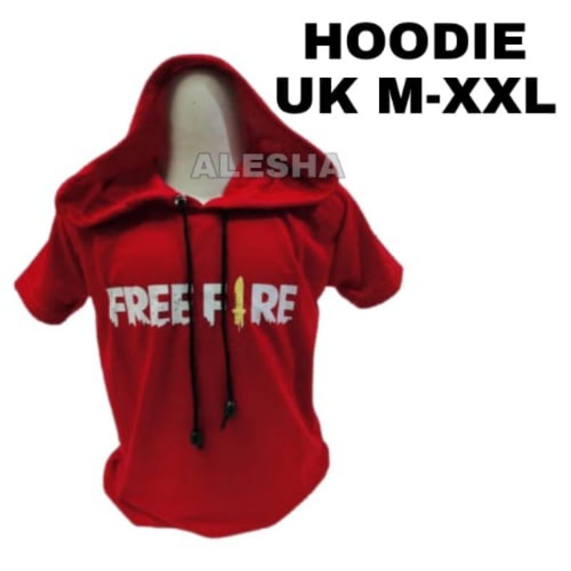 Kaos anak laki laki  Kupluk HOODIE  KAOS HOODIE Free Fire Lengan Pendek