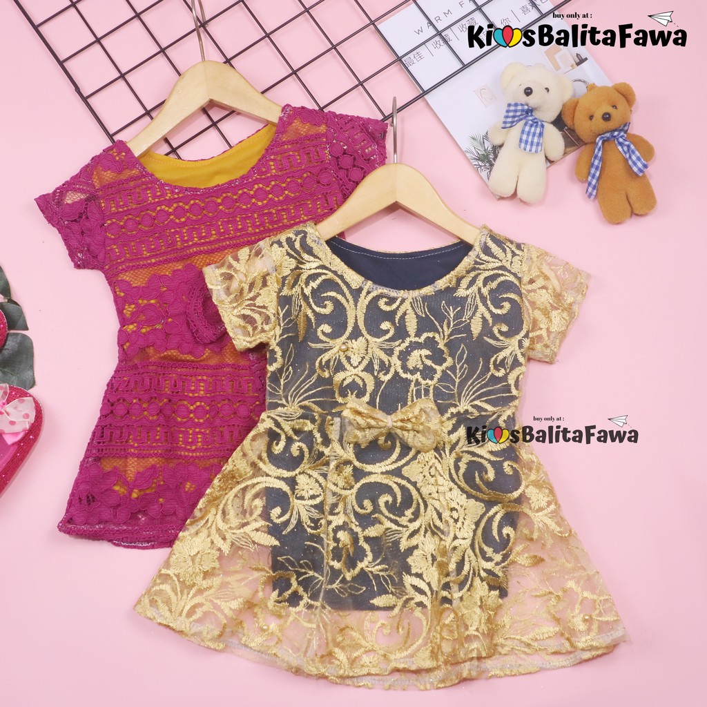 Dress Icha Brukat uk Bayi 0-6 Bulan / Dres Brokat Anak Perempuan Gaun Brukat Pesta Baju Import Baby Cewek