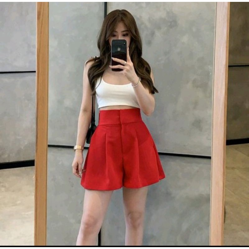 GOULDING EMPIRE HW SHORT PANTS in Ruby Red