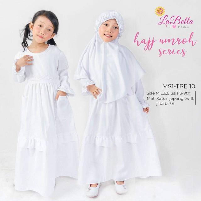 Gamis Manasik Anak Putih Labella