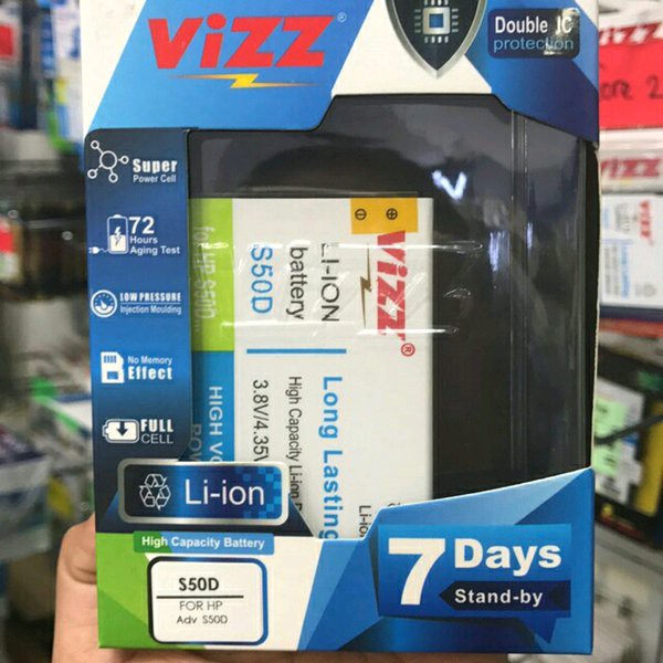 Vizz Double Power Battery Batre Baterai Vizz Advan S50D BP-50AS BP50AS