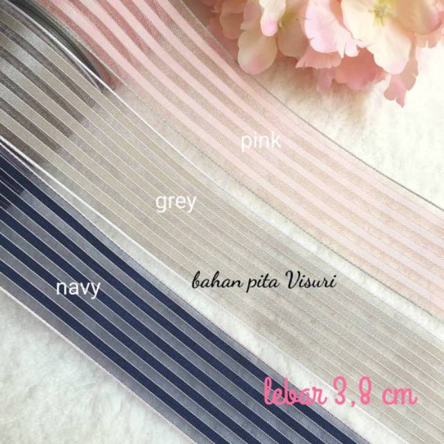 Pita Organdi Garis Garis 3,8 cm per yard (90 cm)