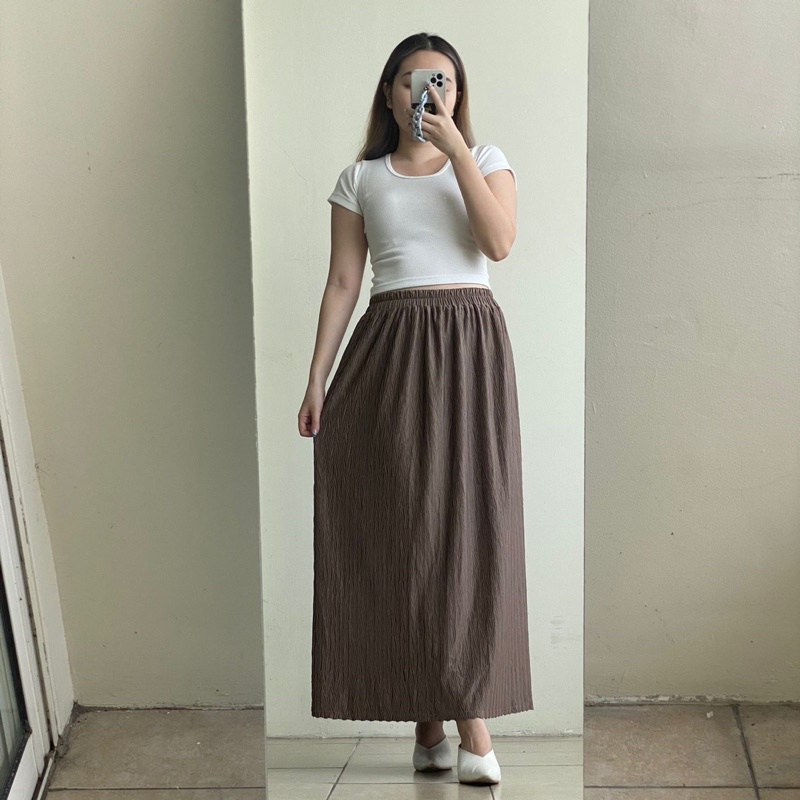 ELLA - ROK PLISKET PADI POLOS BAHAN HYGET PREMIUM