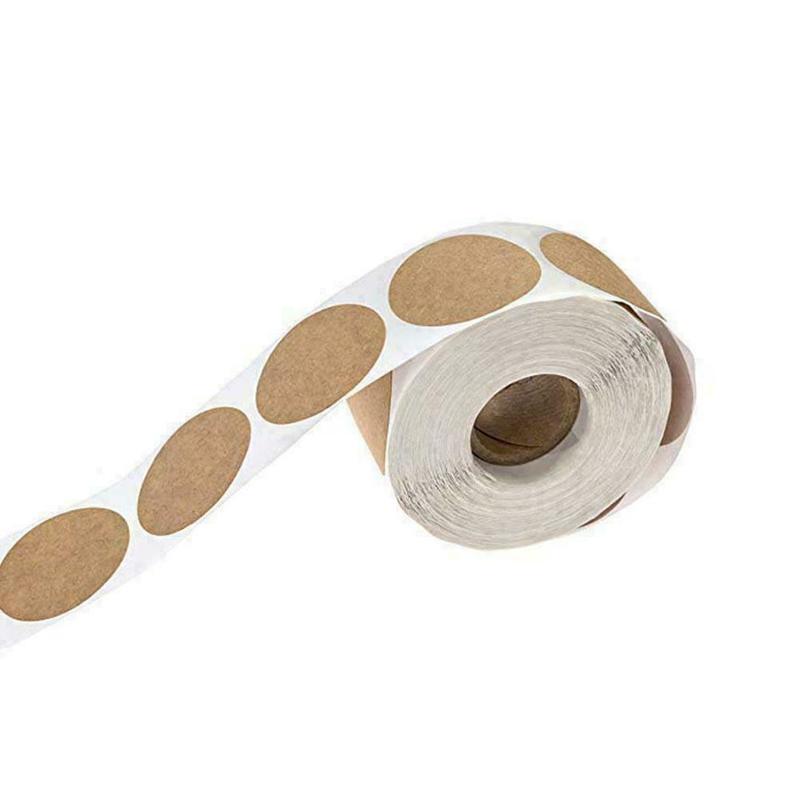 500pcs/Roll Kraft Label/ Round Adhesive Blank Stickers/ DIY Handmade Thank You Tags/ Gift Envelope Sealing Stationery Stickers