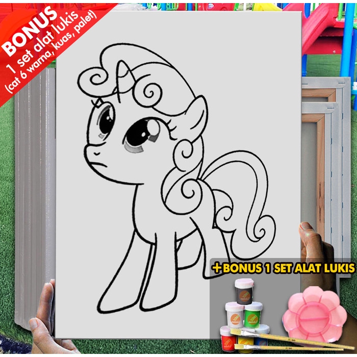 Kanvas Gambar Puzzle Pony 30x40 cm MEL1137 Mewarnai Coloring