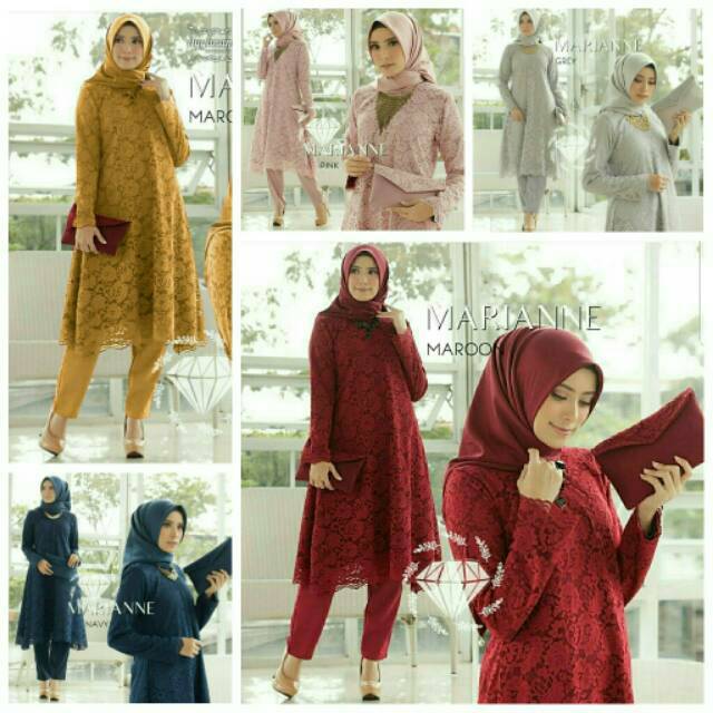 ST Set Stelan Tunik Brukat Celana Mariane Marianne