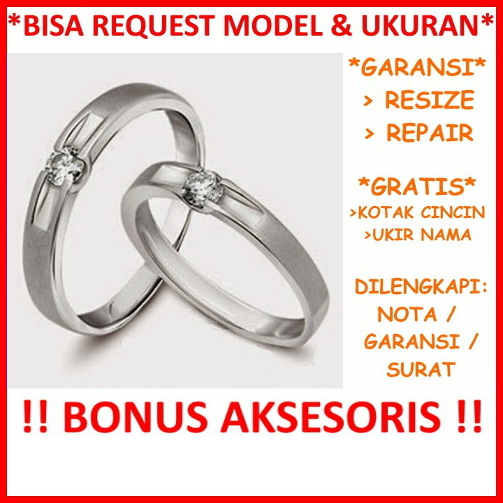 Garansi Silver Asli Bisa Pesan Model Cincin Perak Couple Kawin Nikah Tunangan Gratis Ukir Nama Id166