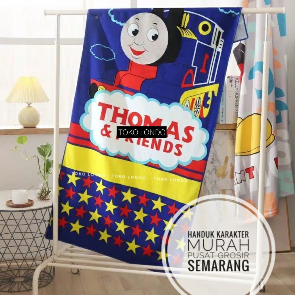 Handuk Karakter anak uk70x140cm ANNA PREMIUM Fro-zen Drae-mon Miki Tho-mas Poni Stit-ch Super-man MURAH-Tho-mas