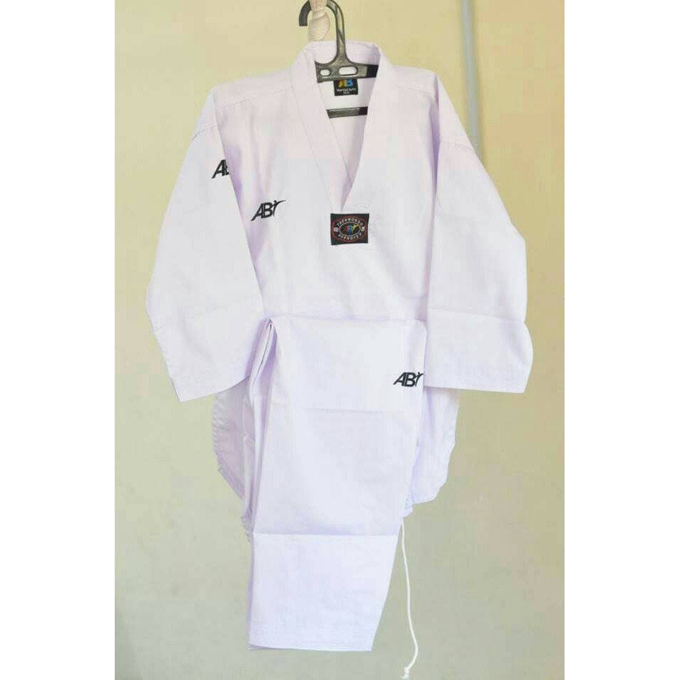 Baju Seragam Dobok Taekwondo Kerah Putih AB Champion BKN Moks Adidas