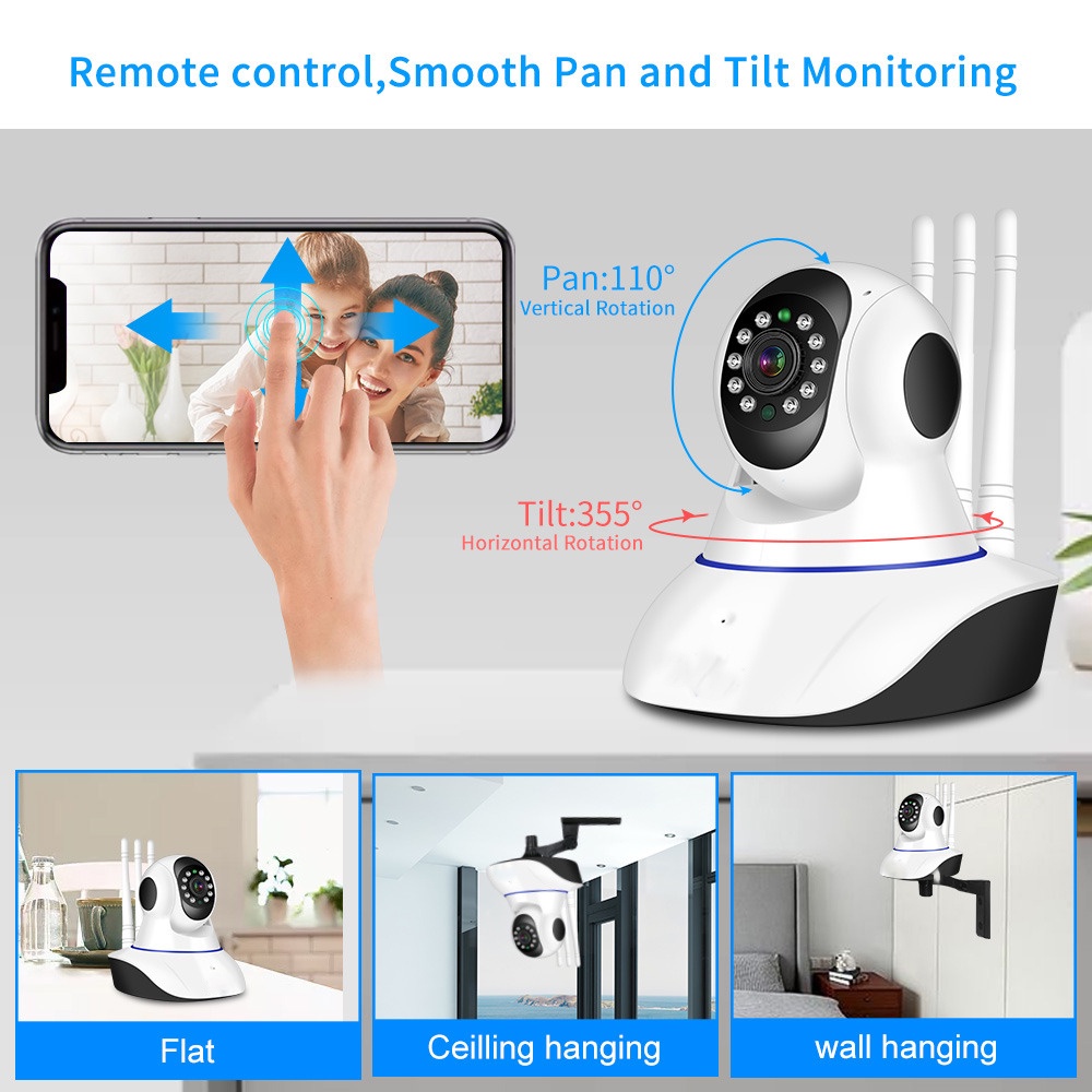 CCTV WiFi IP Kamera Two Way Audio Baby Monitor 1080p - HS3