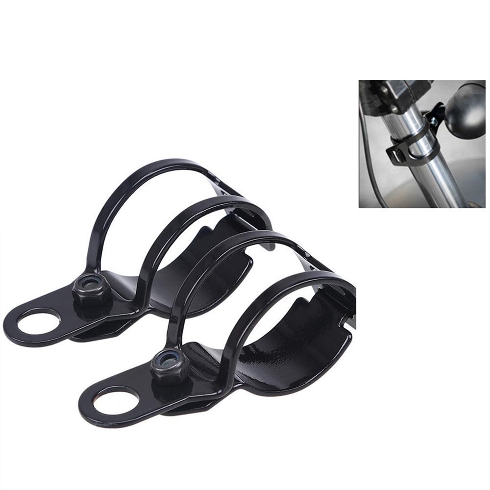 2pcs Dudukan Lampu Sorot Bracket Dudukan Lampu Sein Untuk Motor (Hitam/Perak)