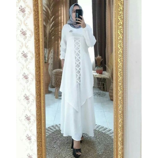 "DK"{ BISA-COD }{ REAL-PICT } GAMIS FASHION BAHAN KRINKLE RUBIA // GAMIS KEKINIAN //"DK"