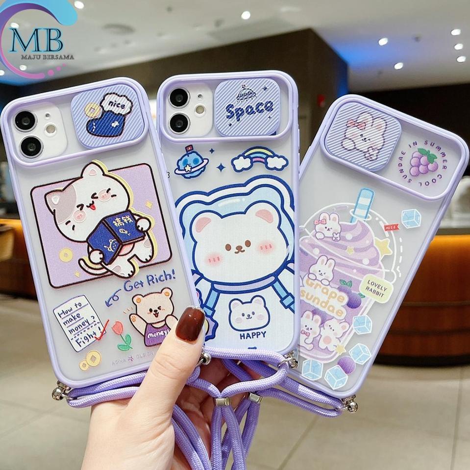 [PRODUK QhgSW] Casing Kesing SS197 SOFTCASE SLINGCASE LANYARD SLIDE KARAKTER OPPO A15 A16 A37 NEO 9 