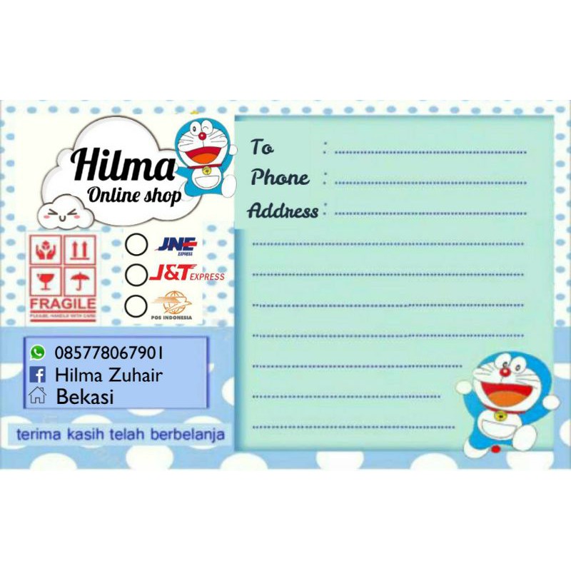 

(ISI 100 PCS) LABEL PENGIRIMAN DORAEMON