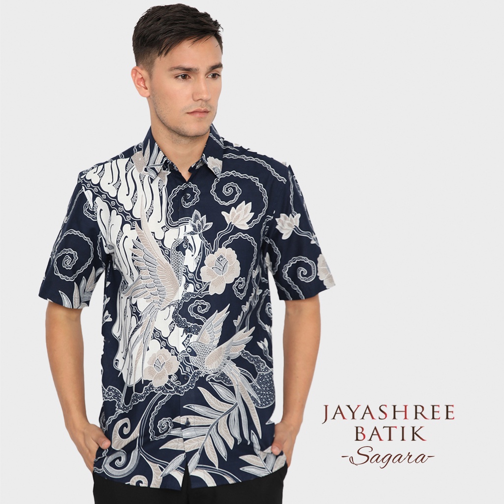 JAYASHREE - Sagara Bahan Katun Premium - Kemeja Kerja Batik Pria Slimfit Lengan Pendek