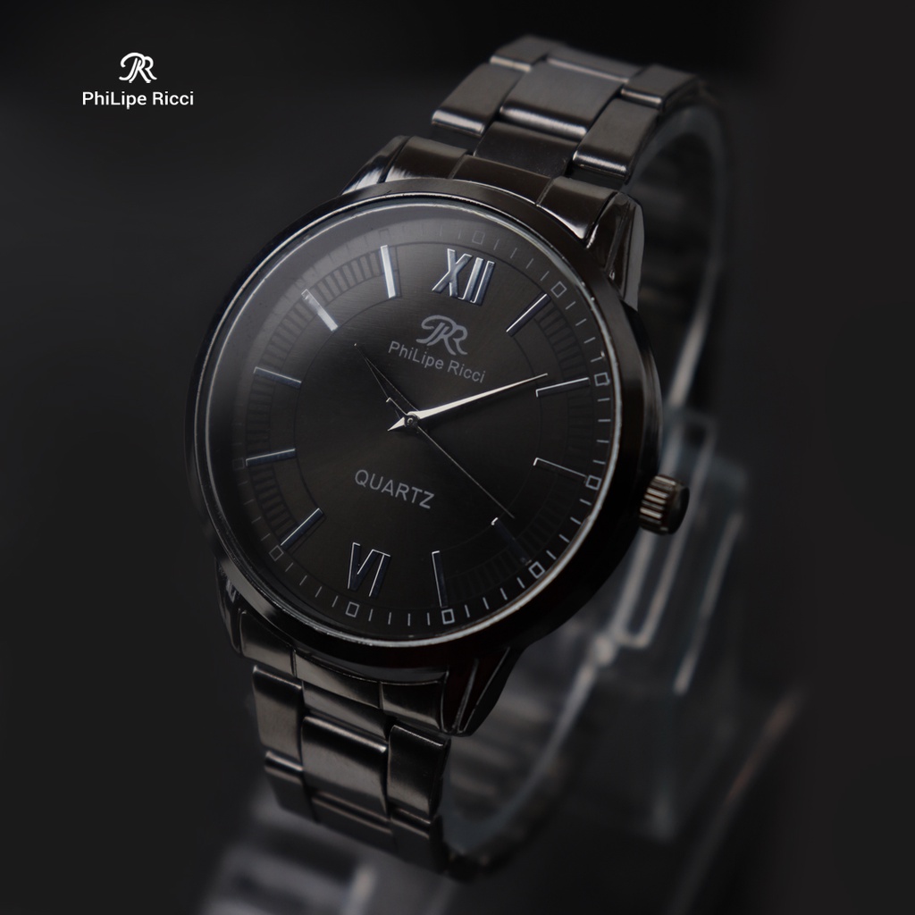 garansi philipe ricci jam tangan pria rantai besi analog pr07 free box