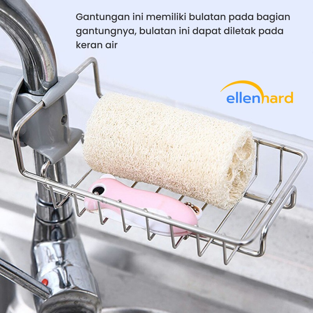 Rak Wastafel Cuci Piring Stainless Tempat Spon Cuci Piring Gantung Keran