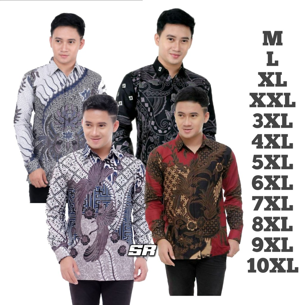 KEMEJA BATIK PRIA LENGAN PANJANG BIG SIZE JUMBO M.L.XL.XXL.3XL.4XL.5XL.6XL.7XL.8XL.9XL.10XL